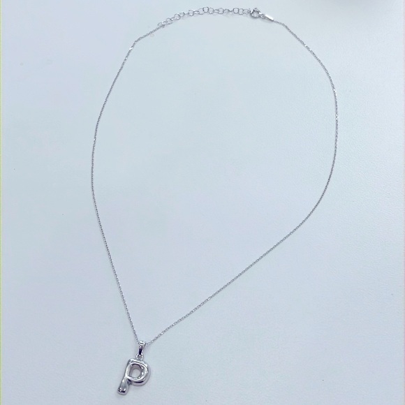 Brand New Sterling Silver 925 3D Bubble Letter Necklace Monogram Balloon "P" - Picture 10 of 15